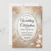 Golden Rosewood Enchanted Forest Wedding Einladung (Vorderseite)