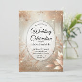 Golden Rosewood Enchanted Forest Wedding Einladung (Stehend Vorderseite)