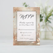 Golden Rosewood Enchanted Forest Wedding RSVP Karte (Stehend Vorderseite)