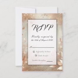 Golden Rosewood Enchanted Forest Wedding RSVP Karte