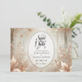Golden Rosewood Enchanted Forest Wedding Save The Date (Stehend Vorderseite)