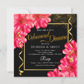 Golden Rosy Floral Calligraphy Probe Dinner Einladung (Vorderseite)