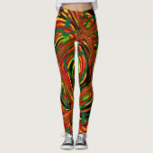 Golden Rot African traditionelle Farben Leggings (Vorderseite)