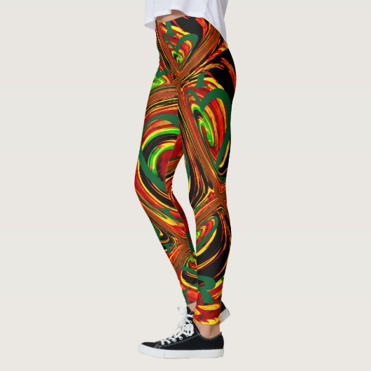 Golden Rot African traditionelle Farben Leggings (Links)