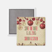 Golden/Rot Winterferien Save the Date Ornamente Magnet (Vorderseite/Rückseite)