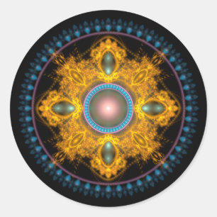 Golden Round Mandala Runder Aufkleber