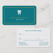 Golden Rounding Frame Türkis Tooth Dental Terminkarte (Vorne/Hinten)