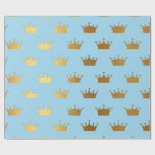 Golden Royal Blue King Crown Heraldic Princess Geschenkpapier (Flach)