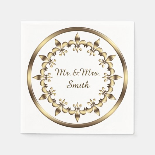 Golden Royal Circle Element. Fleur-de-Lis. Serviette (Vorderseite)