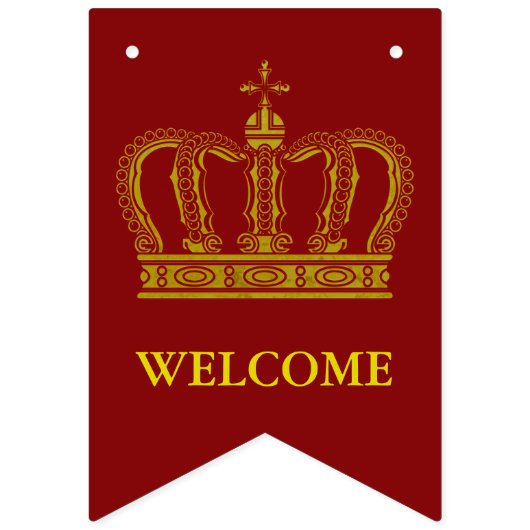 Golden Royal Crown I + Ihr Backgr. Ideen Wimpelkette (Erste Fahne)