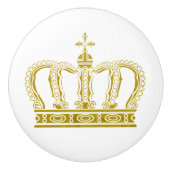 Golden Royal Crown + Ihr Backgr. Ideen Keramikknauf (Vorderseite)