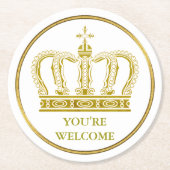 Golden Royal Crown + Ihr Backgr. Ideen Runder Pappuntersetzer (Vorderseite)