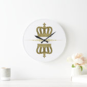 Golden Royal Crown II + your backgr & ideas Große Wanduhr (Zuhause)