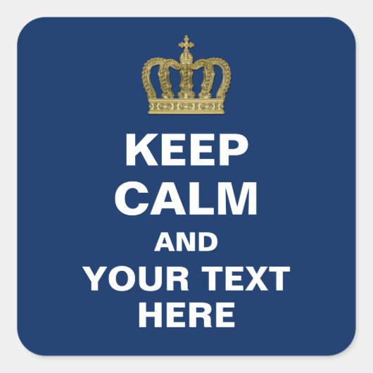 Golden Royal Crown II + your backgr & ideas Quadratischer Aufkleber (Vorderseite)