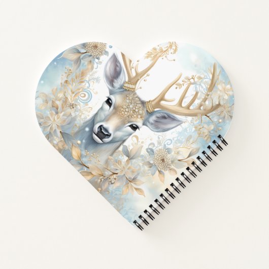 Golden Royal Deer Spiral Notebook - Winter elegant Notizblock (Rückseite)