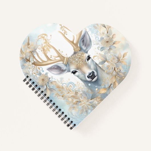 Golden Royal Deer Spiral Notebook - Winter elegant Notizblock (Vorderseite)