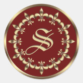 Golden Royal Fleur-de-Lis circle element.Monogram. Runder Aufkleber (Vorderseite)