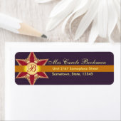 Golden Royal Lace Red Star Monogram Address Label (Insitu)