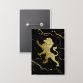Golden Royal Lion Black Marble Button (Vorderseite/Rückseite)