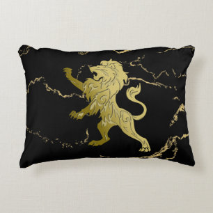 Golden Royal Lion Black Marble Dekokissen