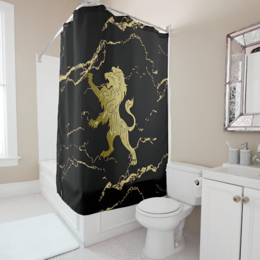 Golden Royal Lion Black Marble Duschvorhang (Beispiel)