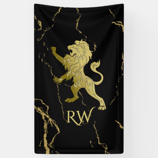 Golden Royal Lion Monogram Banner (Vertikal)