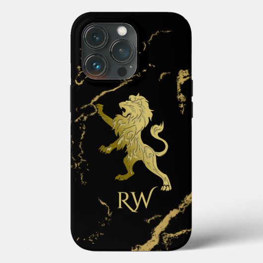 Golden Royal Lion Monogram Case-Mate iPhone Hülle (Rückseite)
