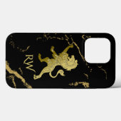 Golden Royal Lion Monogram Case-Mate iPhone Hülle (Rückseite (Horizontal))