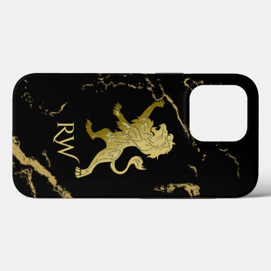 Golden Royal Lion Monogram Case-Mate iPhone Hülle (Rückseite (Horizontal))