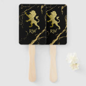 Golden Royal Lion Monogram Fächer (Vorne und Hinten)