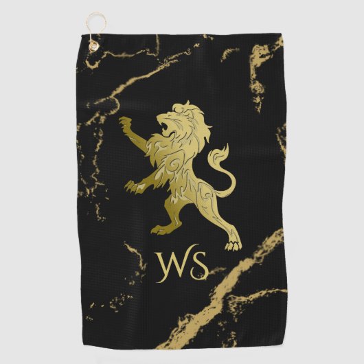 Golden Royal Lion Monogram Golfhandtuch (Vorderseite)