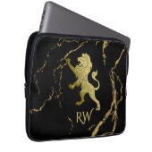 Golden Royal Lion Monogram Laptopschutzhülle (Vorne Rechts)