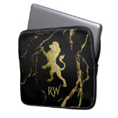 Golden Royal Lion Monogram Laptopschutzhülle (Vorderseite Links)