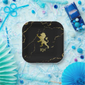 Golden Royal Lion Monogram Pappteller (Party)