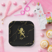 Golden Royal Lion Monogram Pappteller (Party)