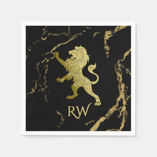 Golden Royal Lion Monogram Serviette (Vorderseite)