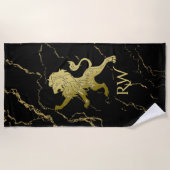 Golden Royal Lion Monogram Strandtuch (Vorderseite)
