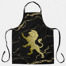 Golden Royal Lion on Black and Gold Marble