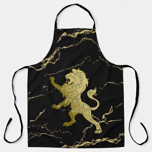 Golden Royal Lion on Black and Gold Marble Schürze (Vorderseite)