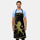 Golden Royal Lion on Black and Gold Marble Schürze (Getragen)