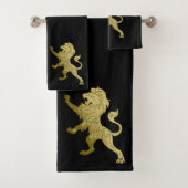 Golden Royal Lion on Black  Badhandtuch Set (Insitu)