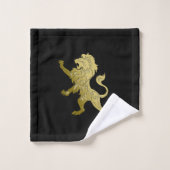 Golden Royal Lion on Black Badhandtuch Set (Waschlappen)