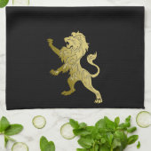 Golden Royal Lion on Black  Geschirrtuch (Gefaltet)