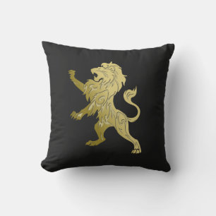 Golden Royal Lion on Black Kissen
