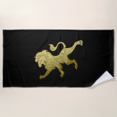 Golden Royal Lion on Black Notebook Strandtuch (Vorderseite)