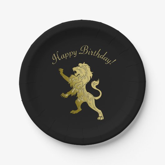 Golden Royal Lion on Black Pappteller (Vorderseite)