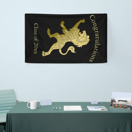 Golden Royal Lion on Black Personal Name Banner (Messeveranstaltung)