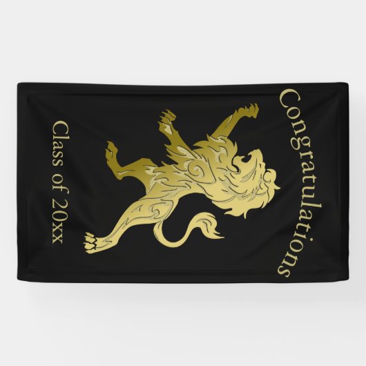 Golden Royal Lion on Black Personal Name Banner (Horizontal)