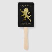 Golden Royal Lion on Black Personal Name Fächer (Rückseite)