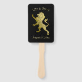 Golden Royal Lion on Black Personal Name Fächer (Vorderseite)